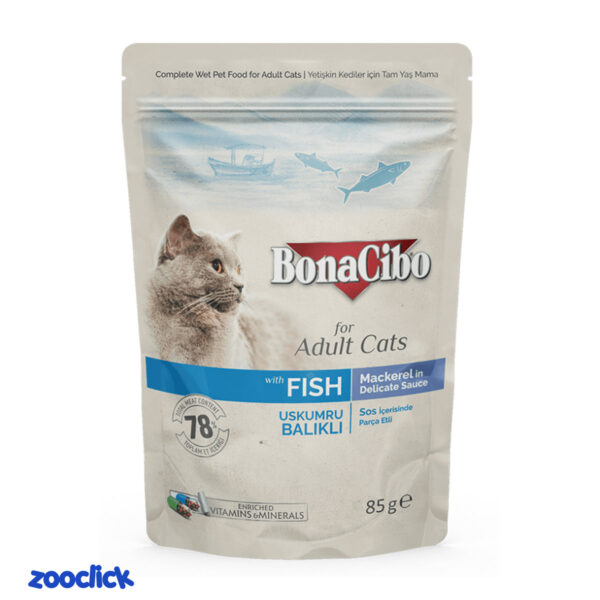bonacibo adult cat food fish پوچ گربه بوناسیبو با طعم ماهی