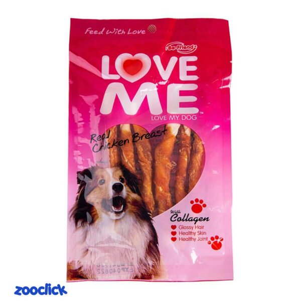 love me stick treats for dog تشویقی سگ لاو می با دور پیچ فلورایدی مرغ